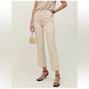 Reformation cowboy high rise straight leg jeans size 26 in almond/ beige color